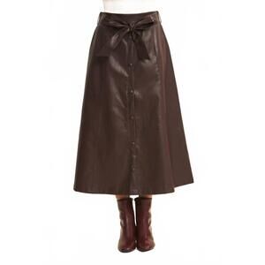 NEW IN FEBRUARY sophisticated leather belted midi skirt in espresso